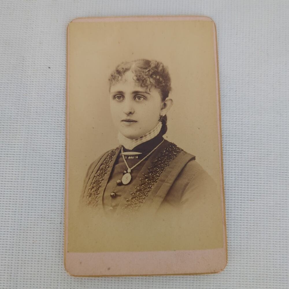 Antique 1880s Cabinet Card Portrait Young Woman Lloyd's Portraits Waterford NY